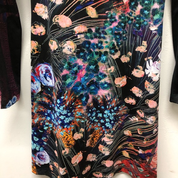 Clover Canyon Abstract Peacock Print Long Sleeve Mini Dress Size S - Picture 4 of 11